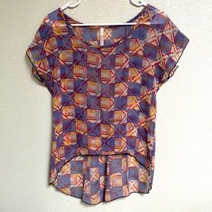 M.C Sexy Sheer Patterned Blouse Size M